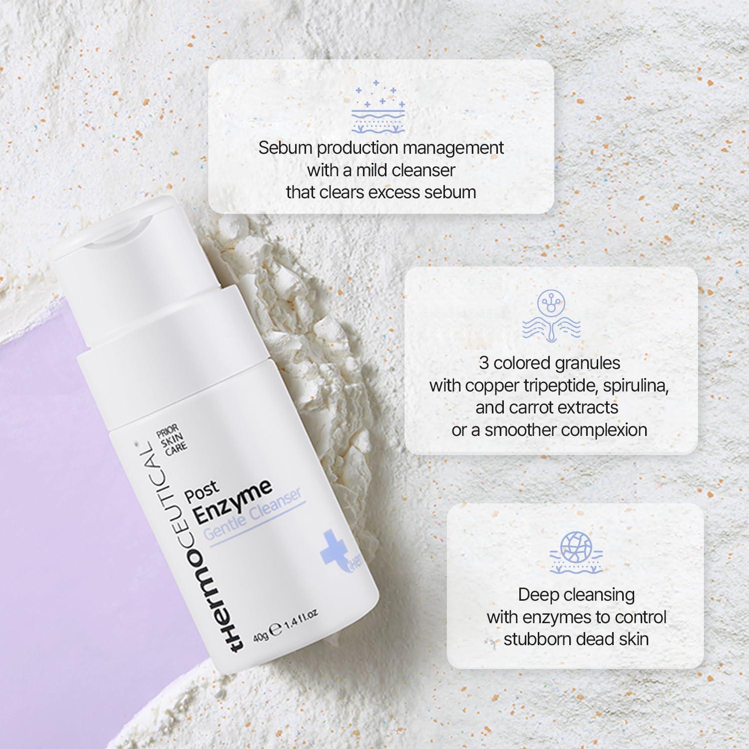 tHermoCEUTICAL tHermoCEUTICAL Post Enzyme Gentle Cleanser - Daily Exfoliating Face Wash, Facial Scrub Exfoliator with Papaya Enzyme Powder, 1.4 fl.oz