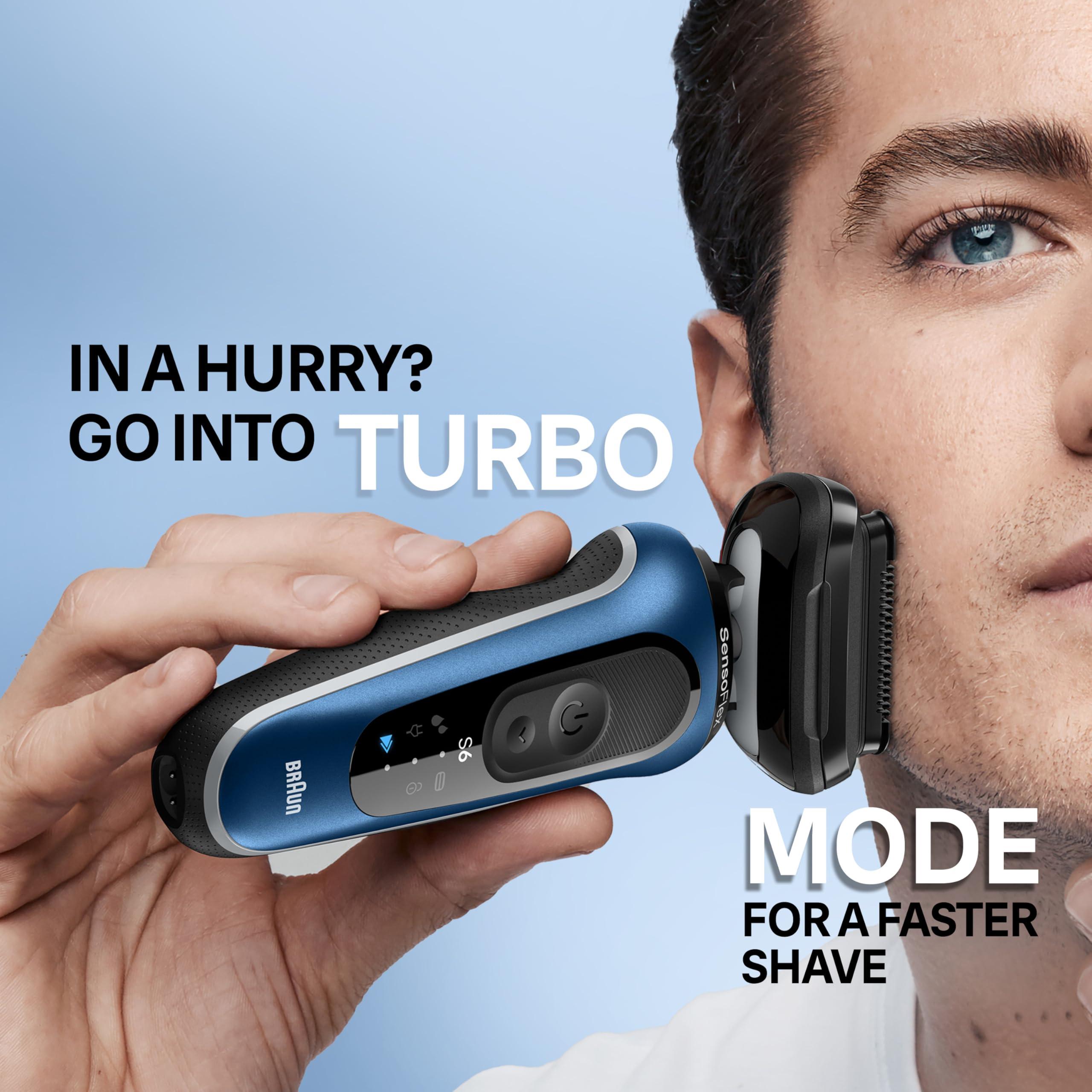 Braun Braun Electric Shaver for Men, Series 6 6177cc, Wet & Dry Shave, Turbo & Gentle Shaving Modes, Foil Shaver, Blue