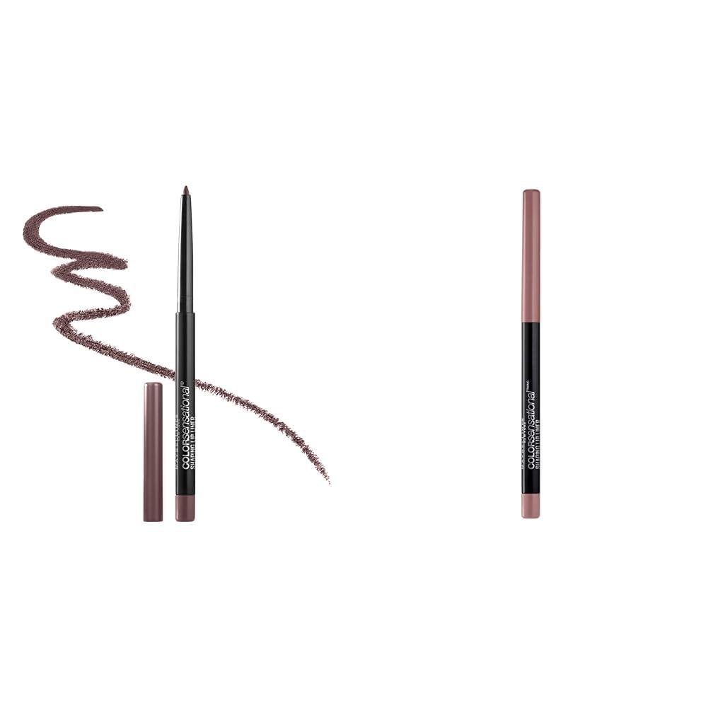MAYBELLINE MAYBELLINE Color Sensational Shaping Lip Liner with Self-Sharpening Tip, Gone Griege & Dusty Rose, Nude & Nude Pink, 1 Count Each
