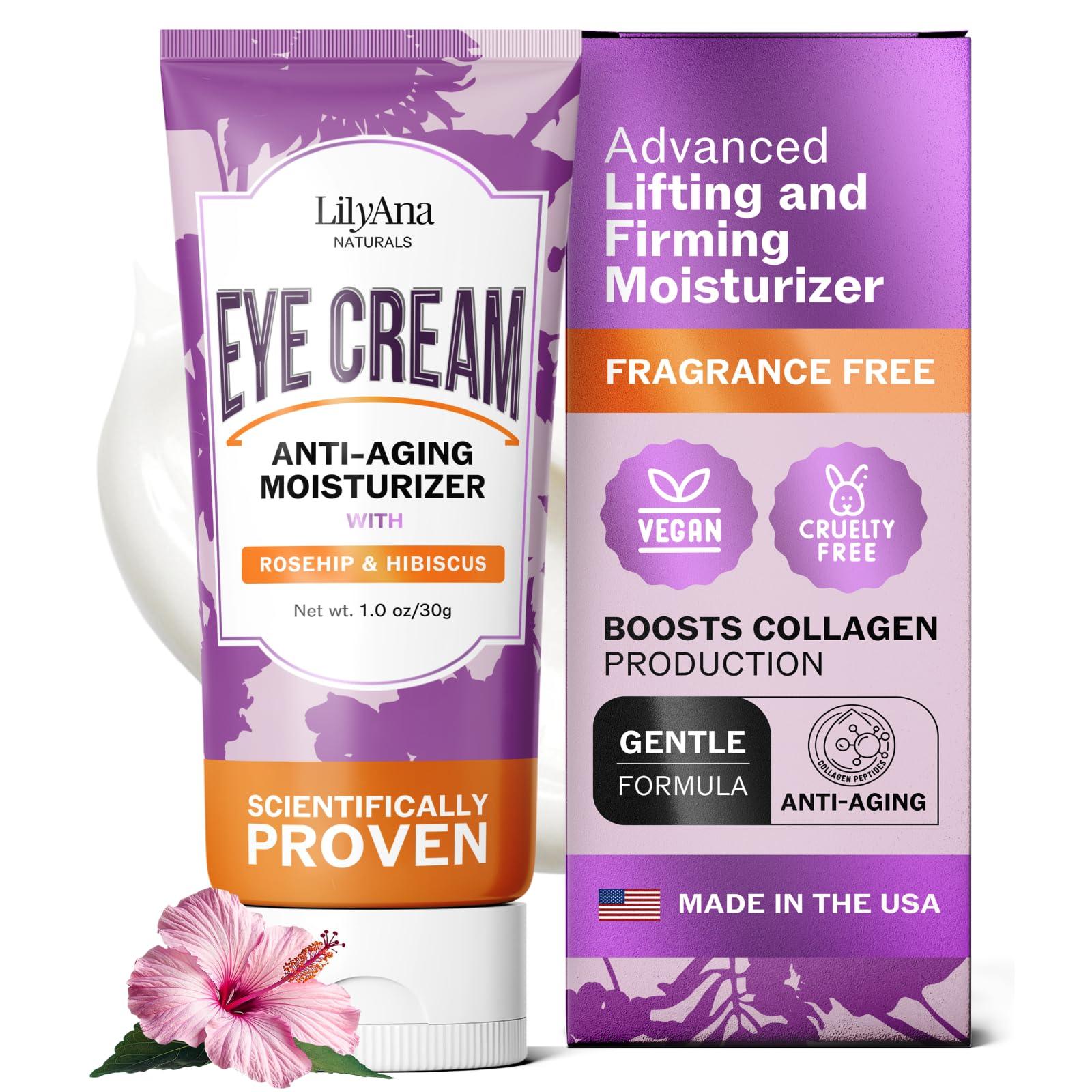 LilyAna Naturals LilyAna Naturals Eye Cream - Eye Cream for Dark Circles and Puffiness, Under Eye Cream, Anti Aging Eye Cream Reduce Fine Lines and Wrinkles (1.7 Ounce, Rosehip and Hibiscus (Tube))