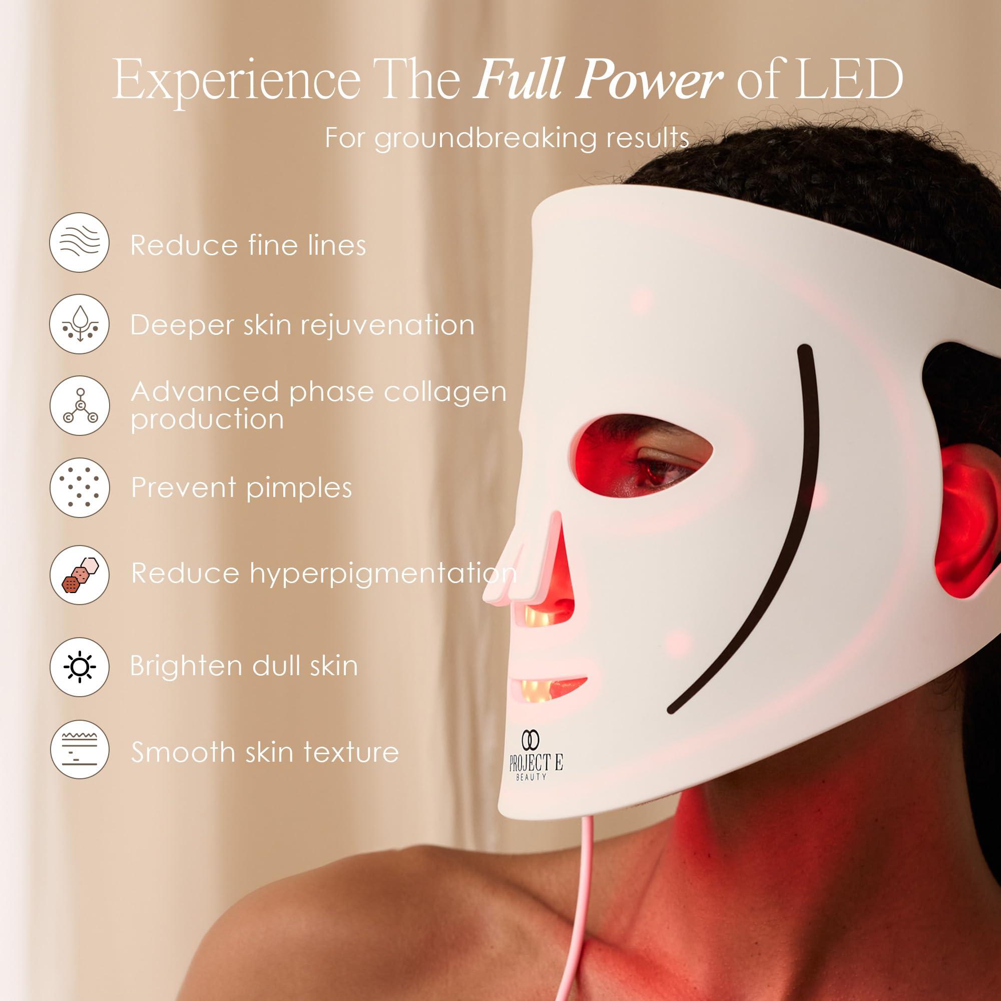 Project E Beauty LumaLux Face | Pro LED Light Therapy Mask by Project E Beauty | 800 LEDs | 7 + 2 Colors 460nm ~1072nm | Red + Infrared + Deep Infrared High Power LED Face Mask (Lumalux Face)