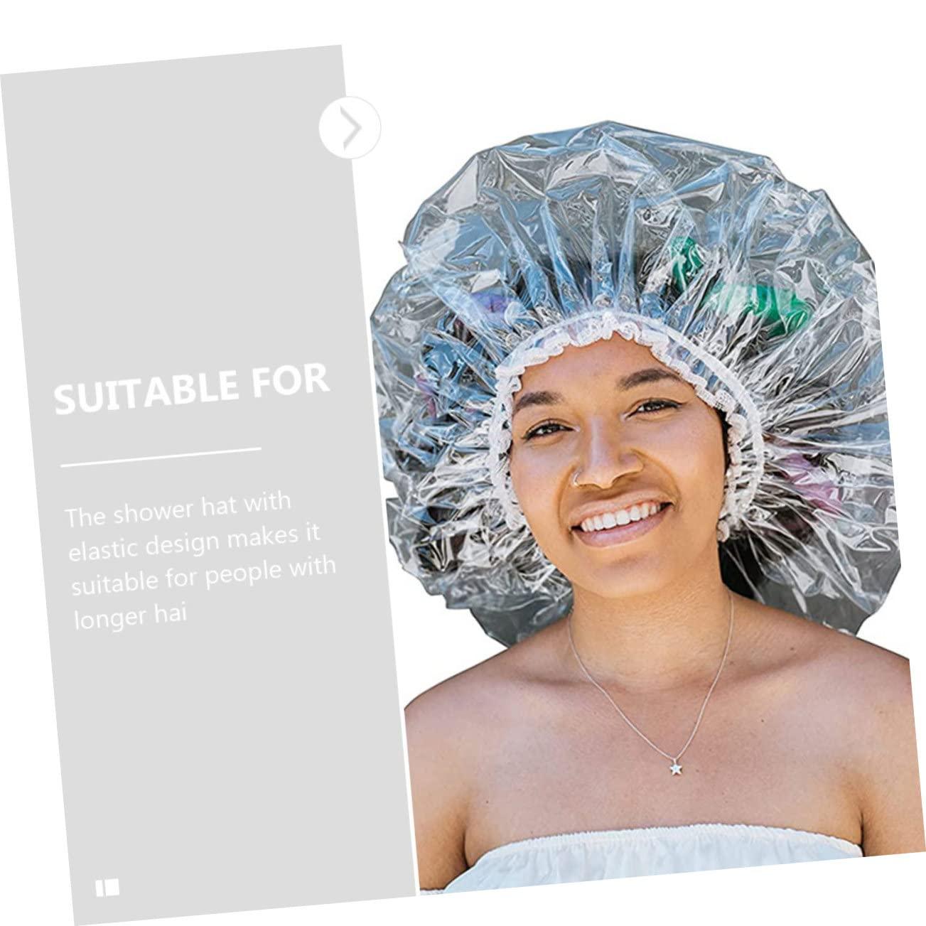 Hemoton Hemoton Shower Cap Shower Cap for Men Plastic Shower Cap Hats for Men Plastic Clear Shower Cap Multi- Thickening Elastic Bath Cap Elastic Showering Cap Bathing Hat