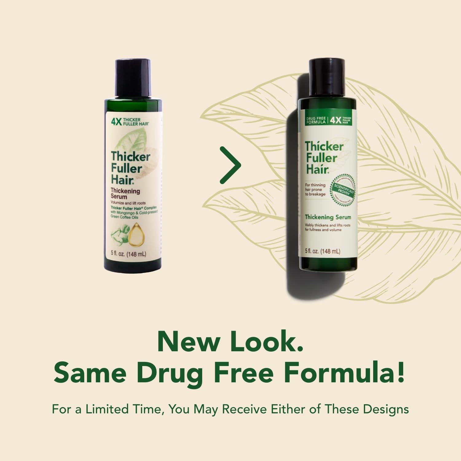 Thicker Fuller Hair Thicker Fuller Hair Hair Thickening Serum Advanced Thickening Solution - 5oz - Thickens & Lifts Roots for Fullness & Volume - Mongongo & Green Coffee Oils Fortify Hair & Reduce Breakage (Pack of 2)