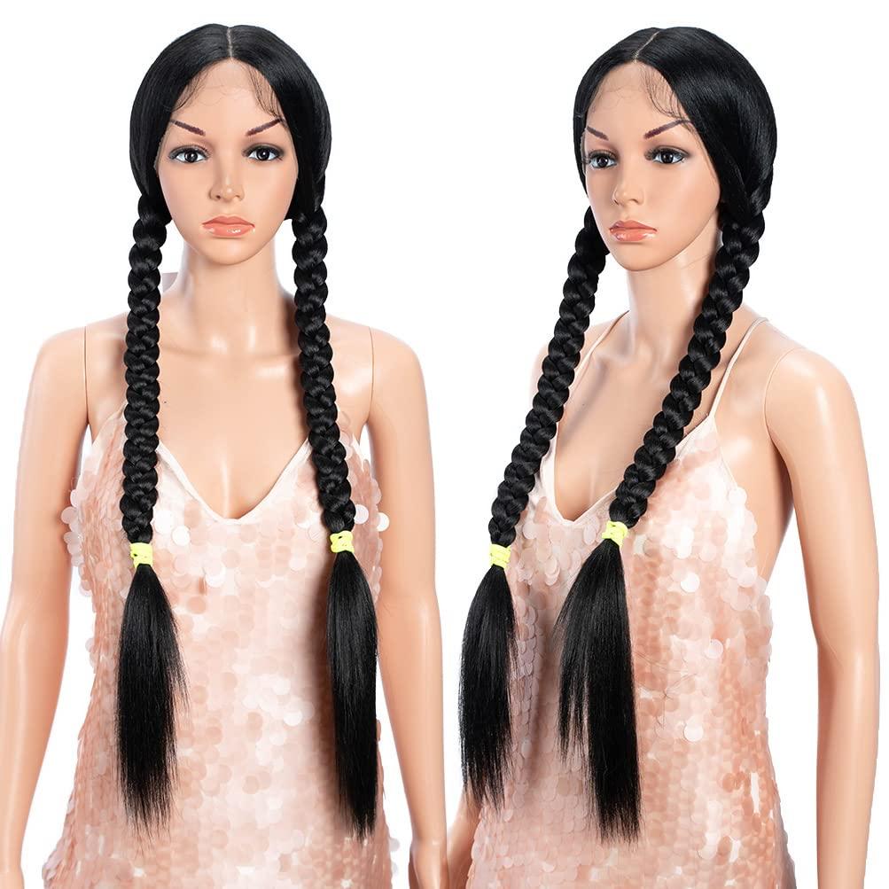 Style Icon Style Icon 36" Lace Front Wigs Super Long Yaki Straight Wig With Baby Hair 130% Density Synthetic Wig (36 Inches, 1B)