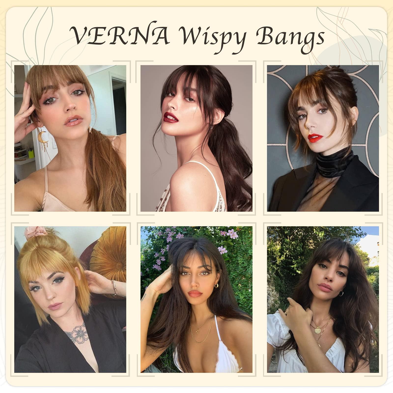 Verna VERNA Bangs Hair Clip in Bangs - 100% Real Human Hair Bangs Clip in Hair Extensions, Easy to Use Fake Bangs, Natural Clip on Bangs, Black Wispy Bangs for Daily Wear (1B, Natural Black)