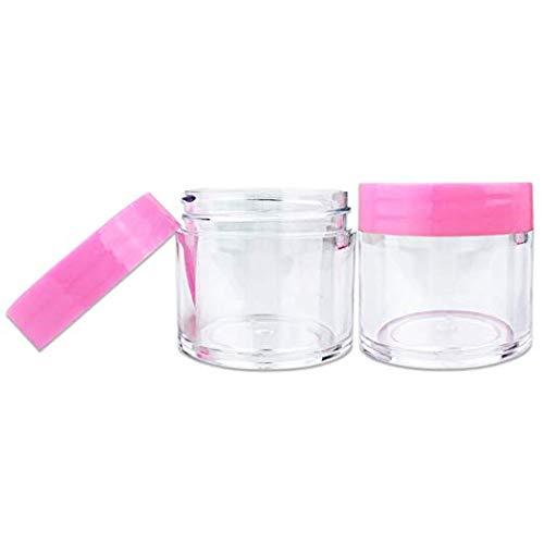 Beauticom. Beauticom 1 oz. 30G/30ML USA Acrylic Round Clear Jars with PINK Flat Top Lids for Creams, Lotions, Make Up, Cosmetics, Samples, Herbs, Ointments (180 Pieces (180 Bottoms & 180 Lids))
