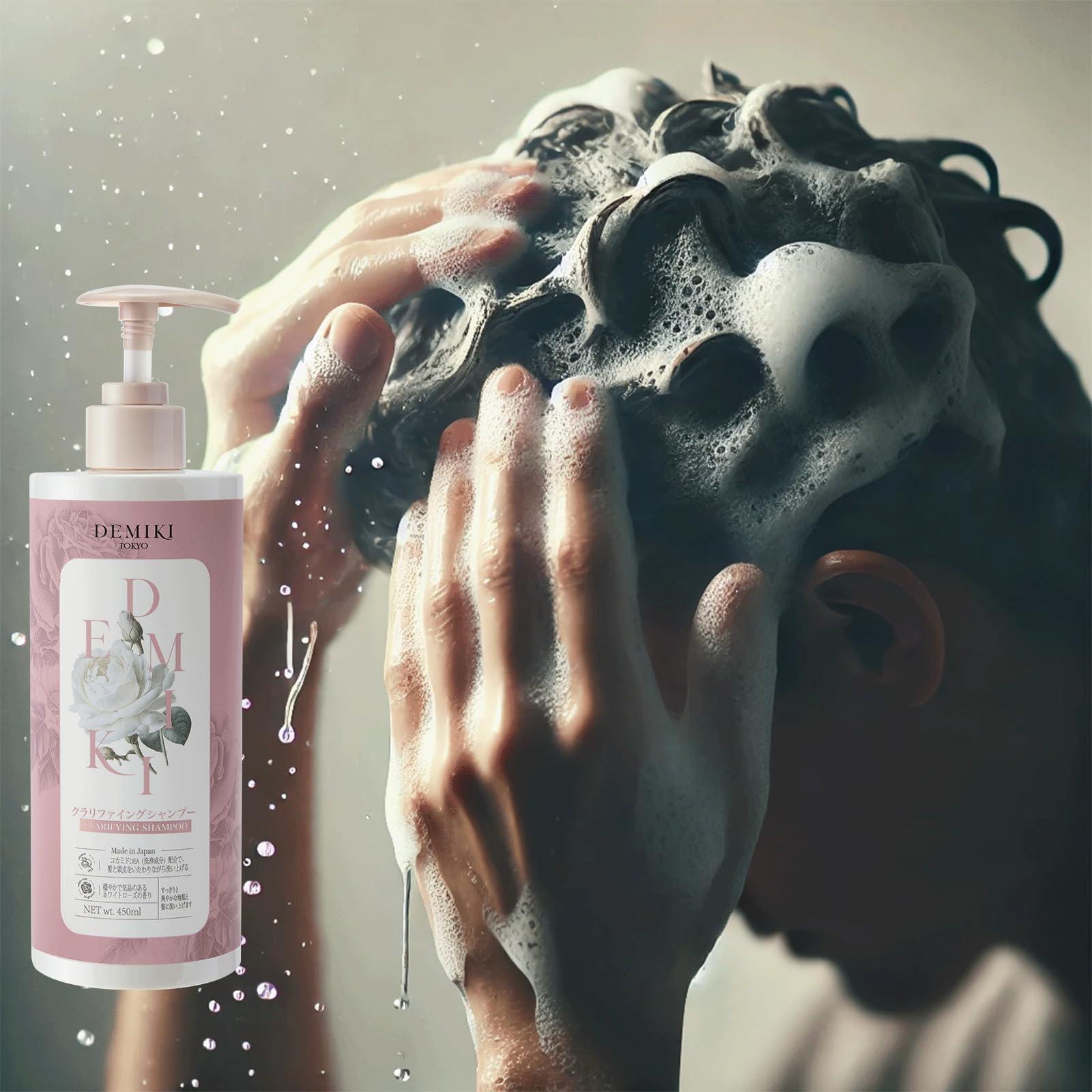 DEMIKI DEMIKI Japanese Shampoo for Women | Anti Dandruff Shampoo Sulfate Free for Oily Hair | Dye & Paraben Free | Organic Rose Scent | Clarifying, Moisturizing, Refreshing Natural Hair Care,16oz