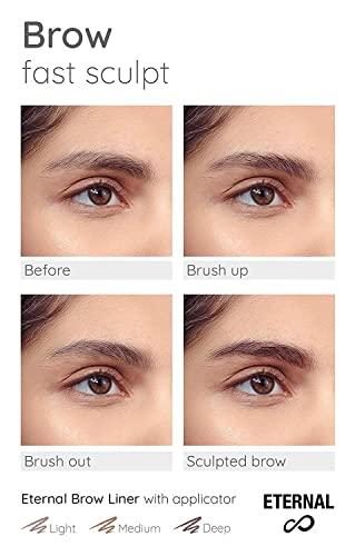 Eternal Eternal Automatic Water Resistant Eyebrow Liner with Shaping Comb – Long Lasting, Professional and High Precision Brow Definer with No Sharpening, Retractable Twist Up Mechanism (Medium Brown)