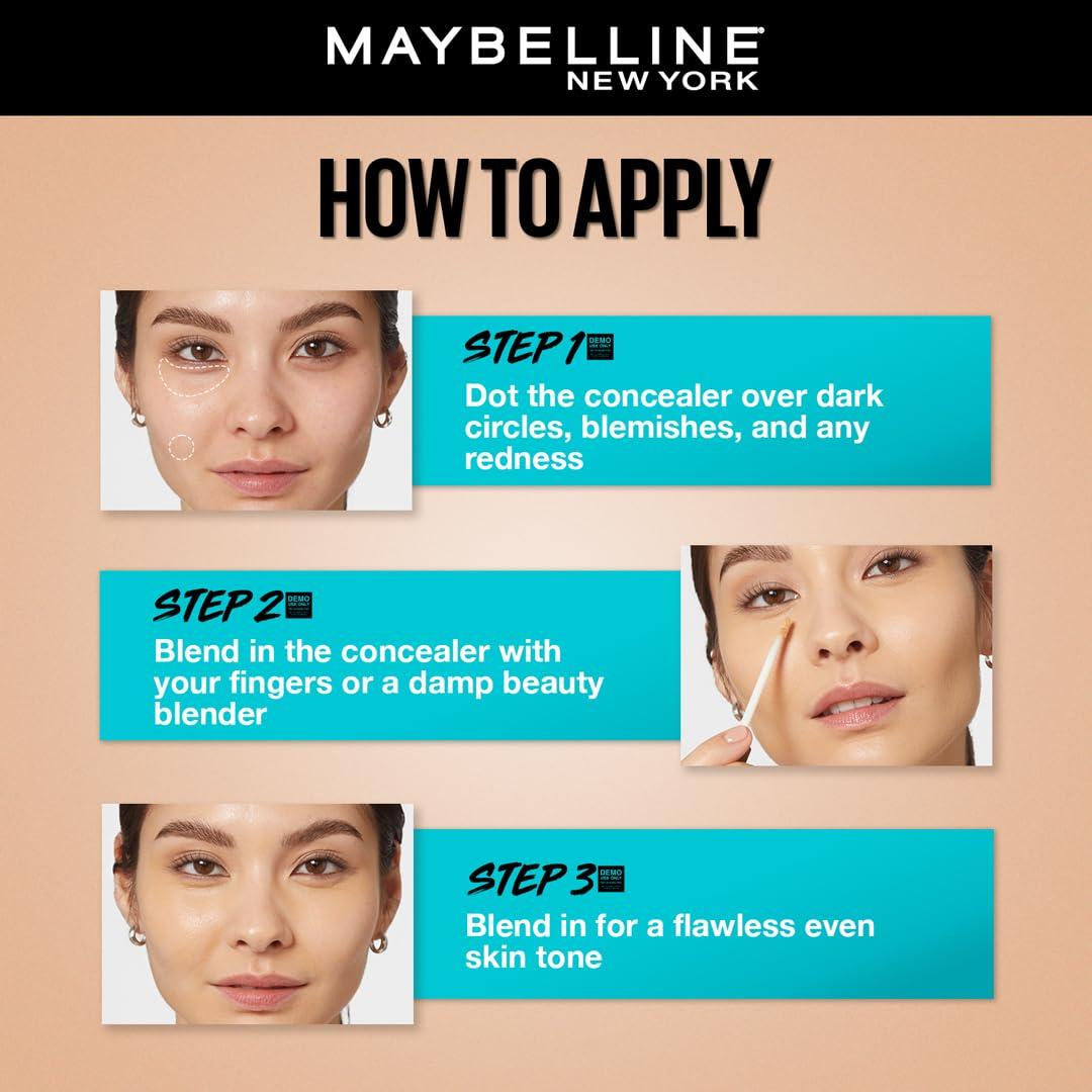 MAYBELLINE Maybelline New York Fit Me Liquid Concealer Makeup, Natural Coverage, Lightweight, Conceals, Covers Oil-Free, Light, 1 Count (Packaging May Vary)