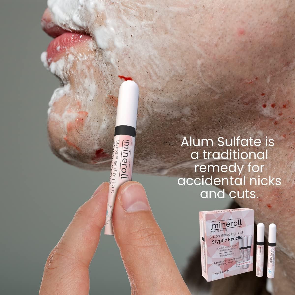 MINEROLL Styptic Pencils Shave Accessories (12 Pencils) Stops Bleeding Fast for Shaving Nicks, Razor Cuts for Men & Women - Sanitary and Great for Barbers or Personal (1)