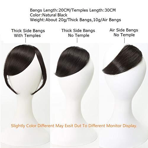 Dsoar Dsoar Side Bangs Clip in Real Human Hair Bang Natural Clip on Straight Fringe Hair Extensions(Natural Black Color)