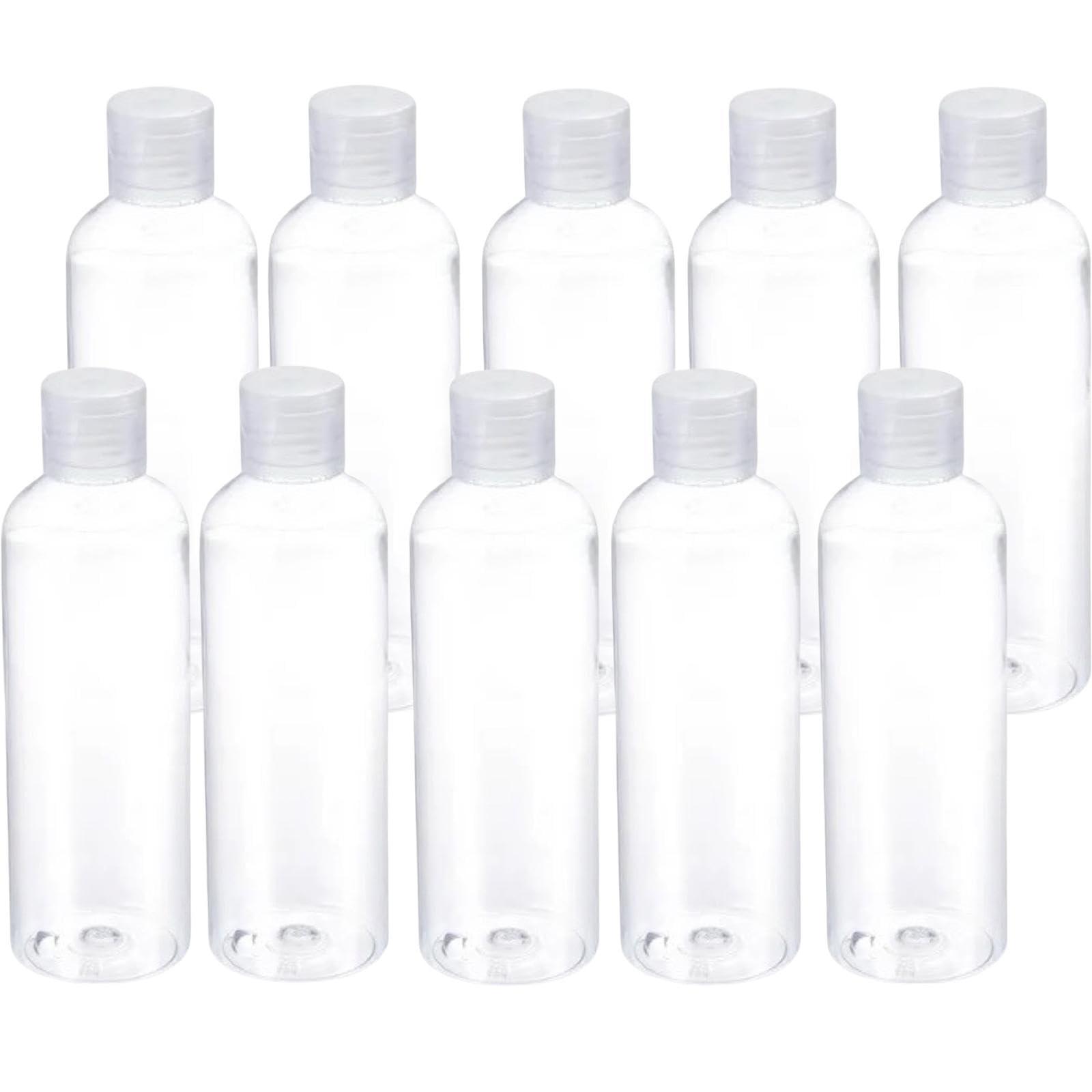 Palm Safe 50ml Plastic Travel Bottles with Flip Cap - 10 Pack