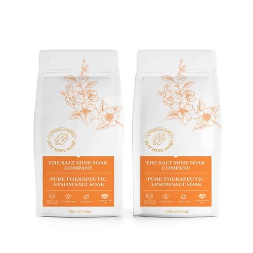 Midwest Sea Salt Company Eucalyptus Pure Therapeutic Epsom Coarse Grain (2mm) Salt Soak 5 lbs - Custom - Orange
