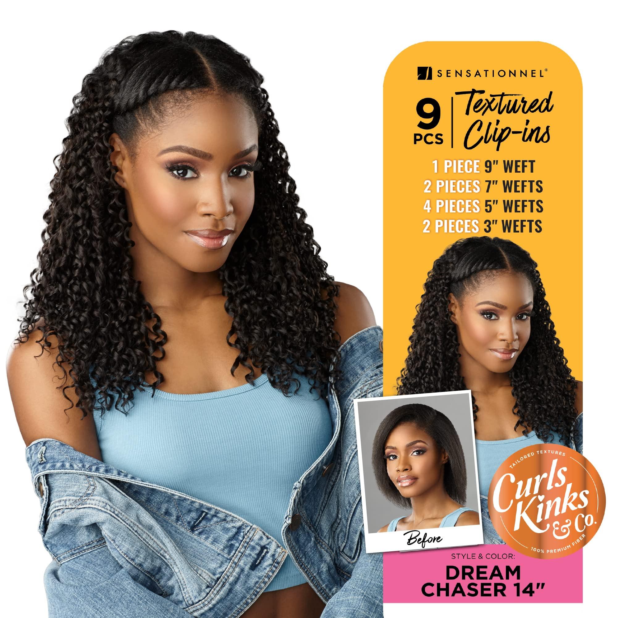 Sensationnel Sensationnel Clip in Dream Chaser - 14 inch Textured Clip in 9 Piece Pack Adds Volume Protective Style - Curls Kinks & Co (T2/BG)