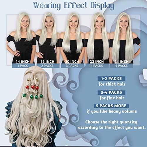 Hetto Hetto Tape in Hair Extensions Blonde Tape in Human Hair Extensions 18 Inch Pure Blonde Straight Tape on Hair Extension #60 Platinum Blonde 20Pcs 50g Skin Weft Tape