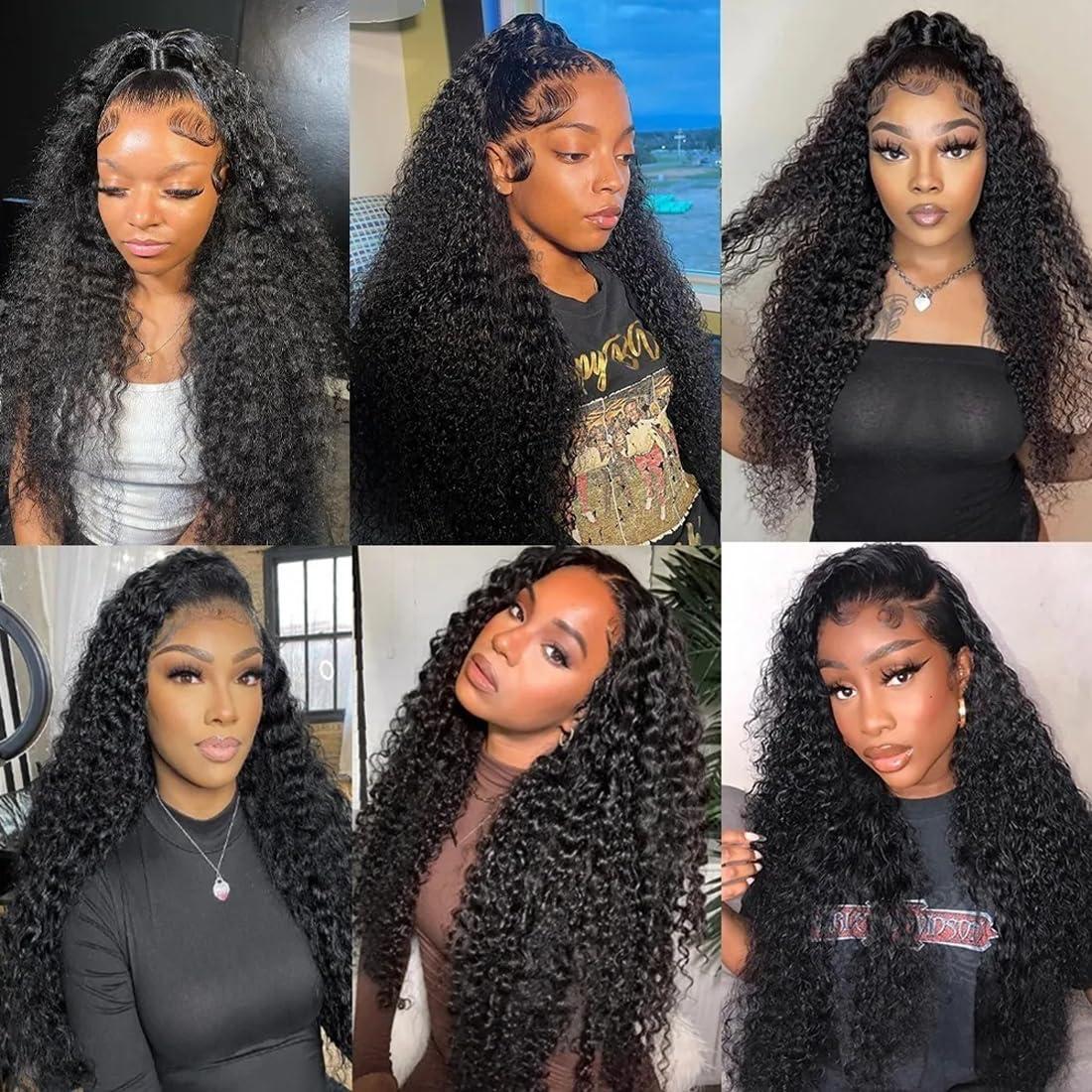 QKOQKO 13x6 Water Wave Lace Front Wigs Human Hair Wigs 10A 30 Inch 250 Density HD Transparent Wet and Wavy Lace Front Wigs Human Hair Glueless Deep Curly Lace Frontal Wigs Human Hair Pre Plucked for Women