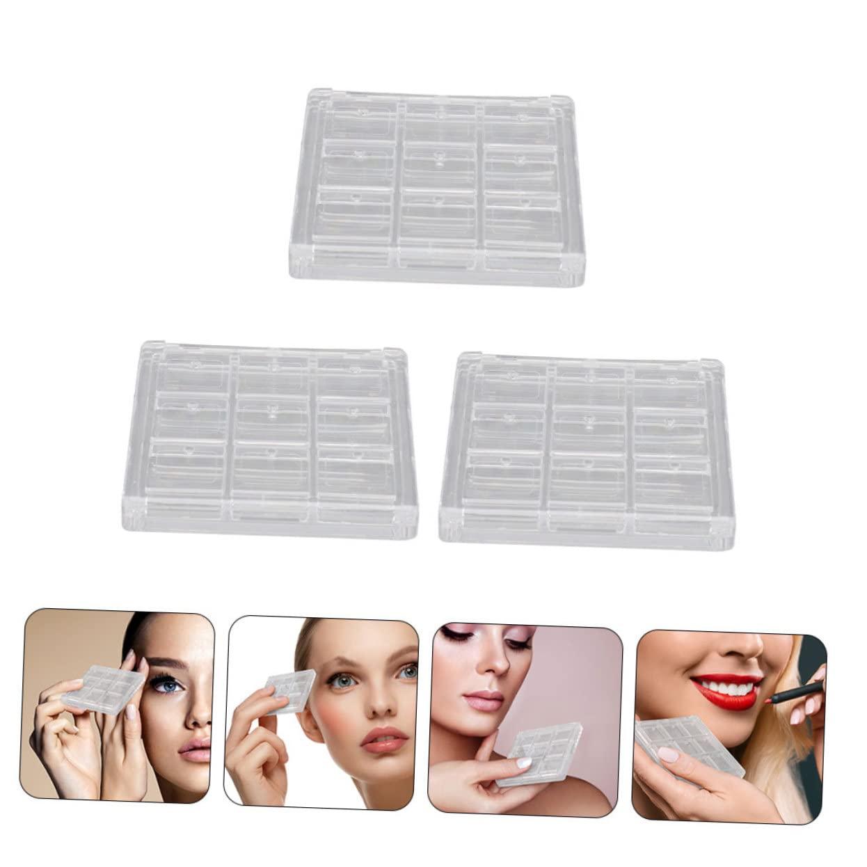 Healeved Healeved 3pcs Boxes Eye Shadow Box Clear Makeup Case Eyeshadow Sub Container Makeup Tray Sheer Lipstick Travel Container Loose Powder Containers Empty Blush White Pp Square Makeup Powder