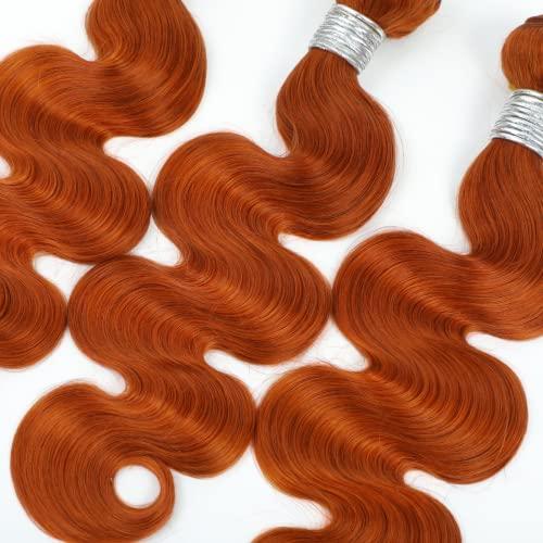 ALHER ALHER Ginger Bundles Human Hair Body Wave Ginger Bundles 350 Bundles Human Hair Sew In Weave Wavy 3 Bundles for Black Women 10A 100% Brazilian Remy Hair Soft Thick Copper Orange Color 10 12 14 Inch