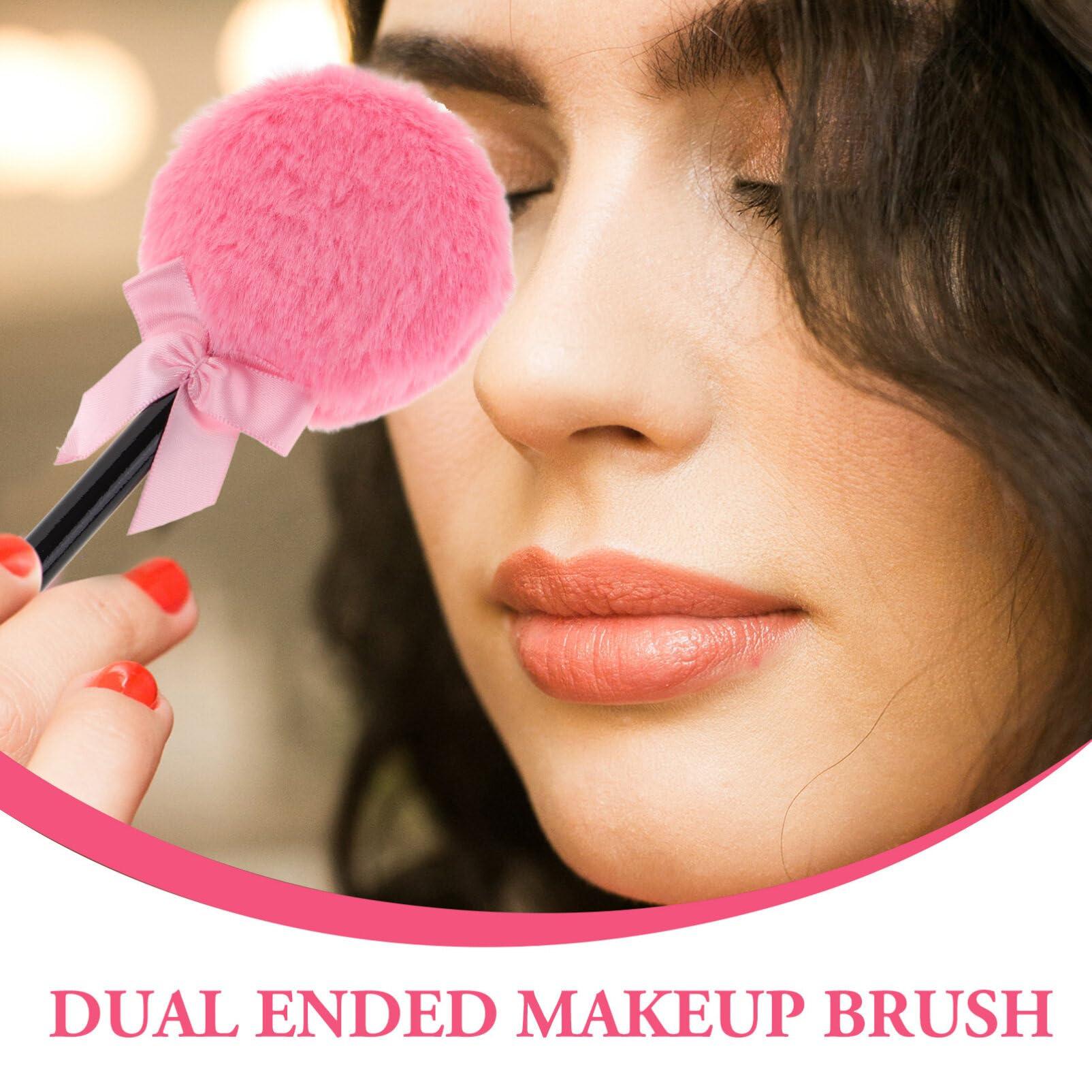 Beavorty Beavorty Powder Puff with Handle 4pcs Powder Puff Lollipop Fluffy Plush Puff with Ribbon Bow and Handle Fuzzy Cosmetic Powder Puff for Women Girls Loose Powder Puff