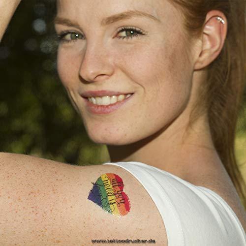 Tattoodrucker 10 x Heart Rainbow Tattoo- All you need is Love - CSD Tattoo - Heart Rainbow Tattoo Flag (10)
