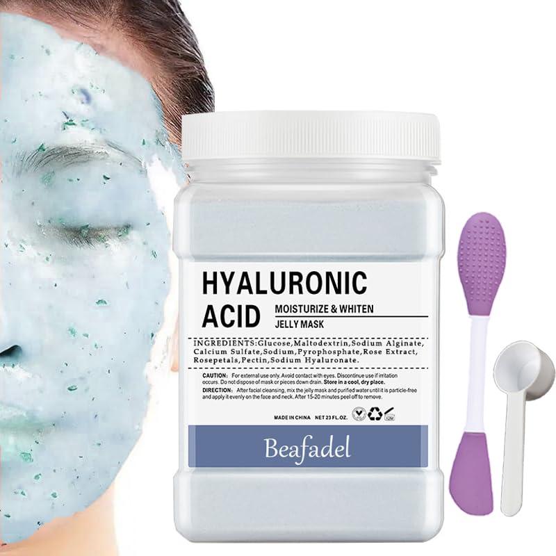 beafadel beafadel Jelly Mask Powder for Professional Facials Care,Hyalorunic Acid Moisturizing Hydro Face Peel Off Mask, Hydrating Gel Face Masks with Double-ended Silicone Brush, 23 Fl Oz (Bamboo Charcoal)