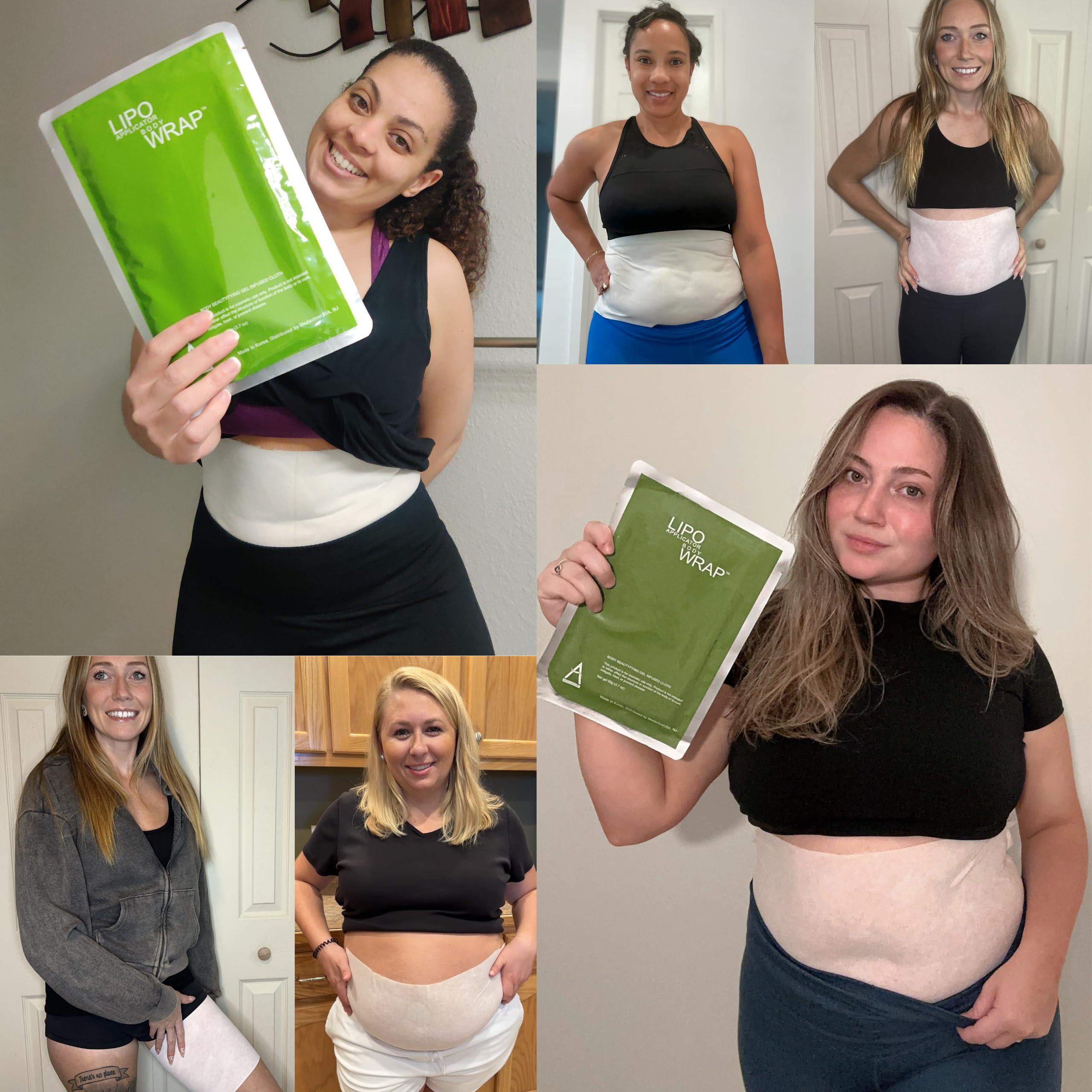 lipo applicator Ultimate Lipo Body Wrap With Guarana, Green Tea, and Seaweed Wraps Works for Stomach Belly Legs Arms Abdomen Skin Elasticity and Resiliency. (8 Wraps)