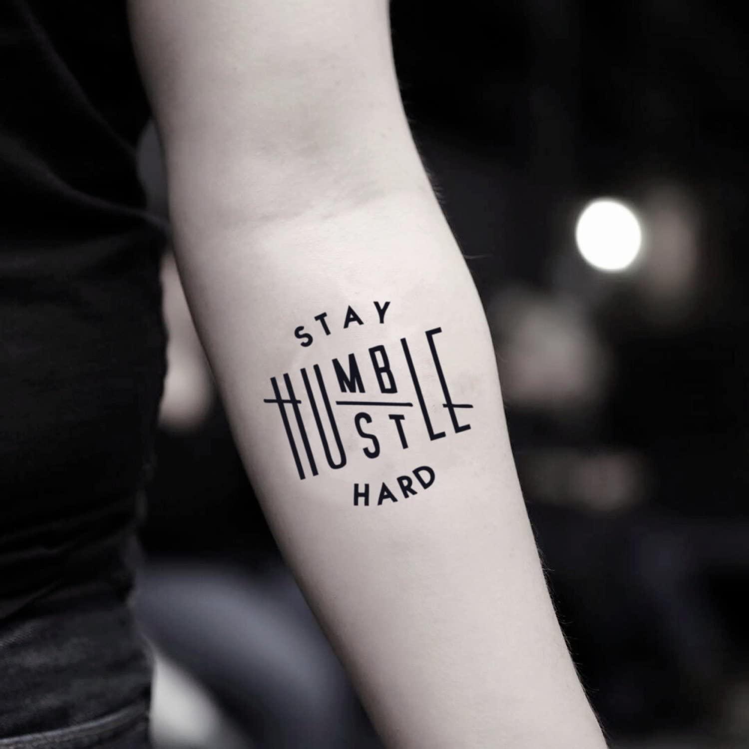 Generic Stay Humble Hustle Hard Temporary Tattoo Sticker (Set of 2) - OhMyTat