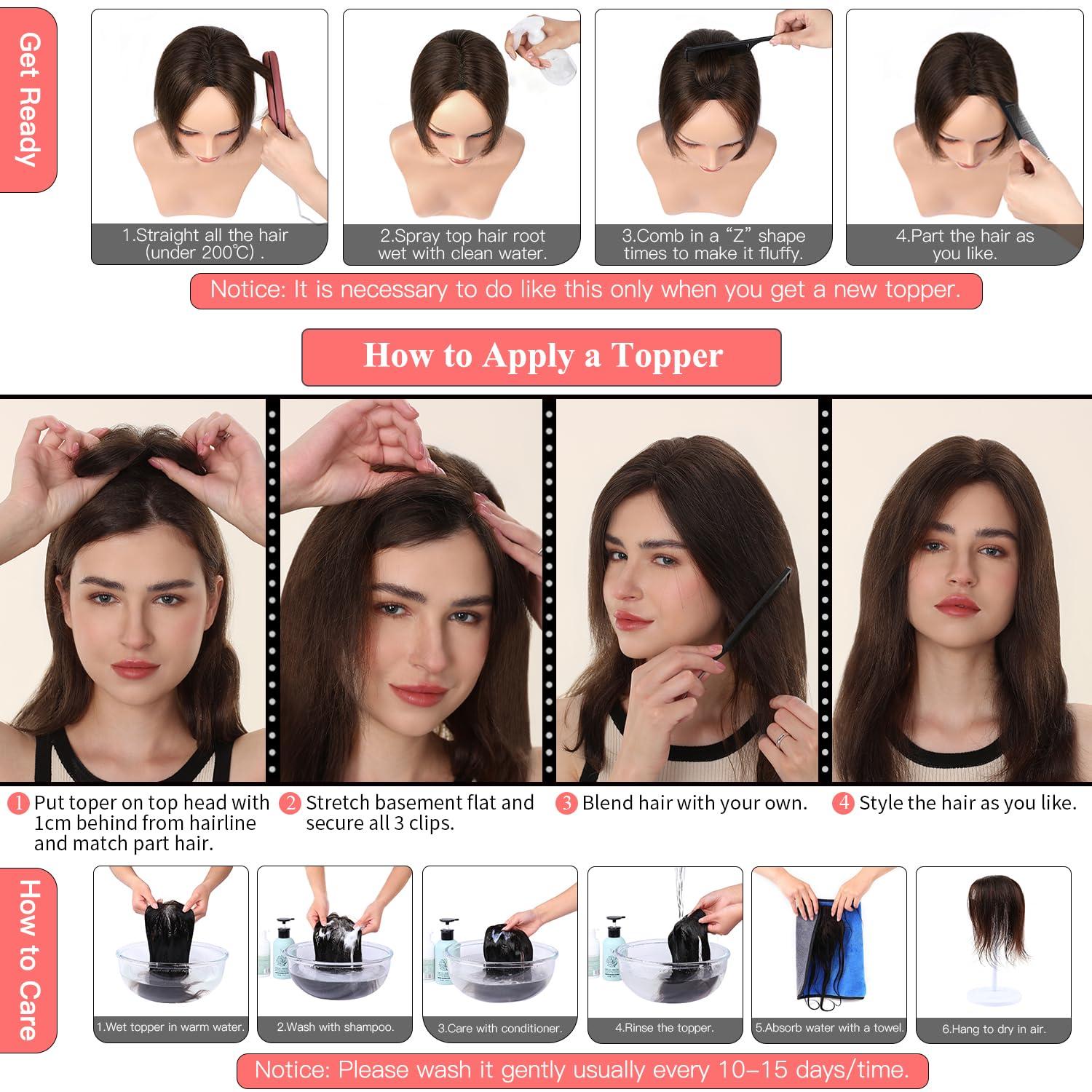 Uaismewow Uaismewow Hair Toppers for Women Gray Hair Toppers for Women 100% Remy Human Hair Grey Hair Toppers for Women with Thinning Hair Clip in Hair Toppers Short Hair Pieces for Women Real Hair Toppers Grey