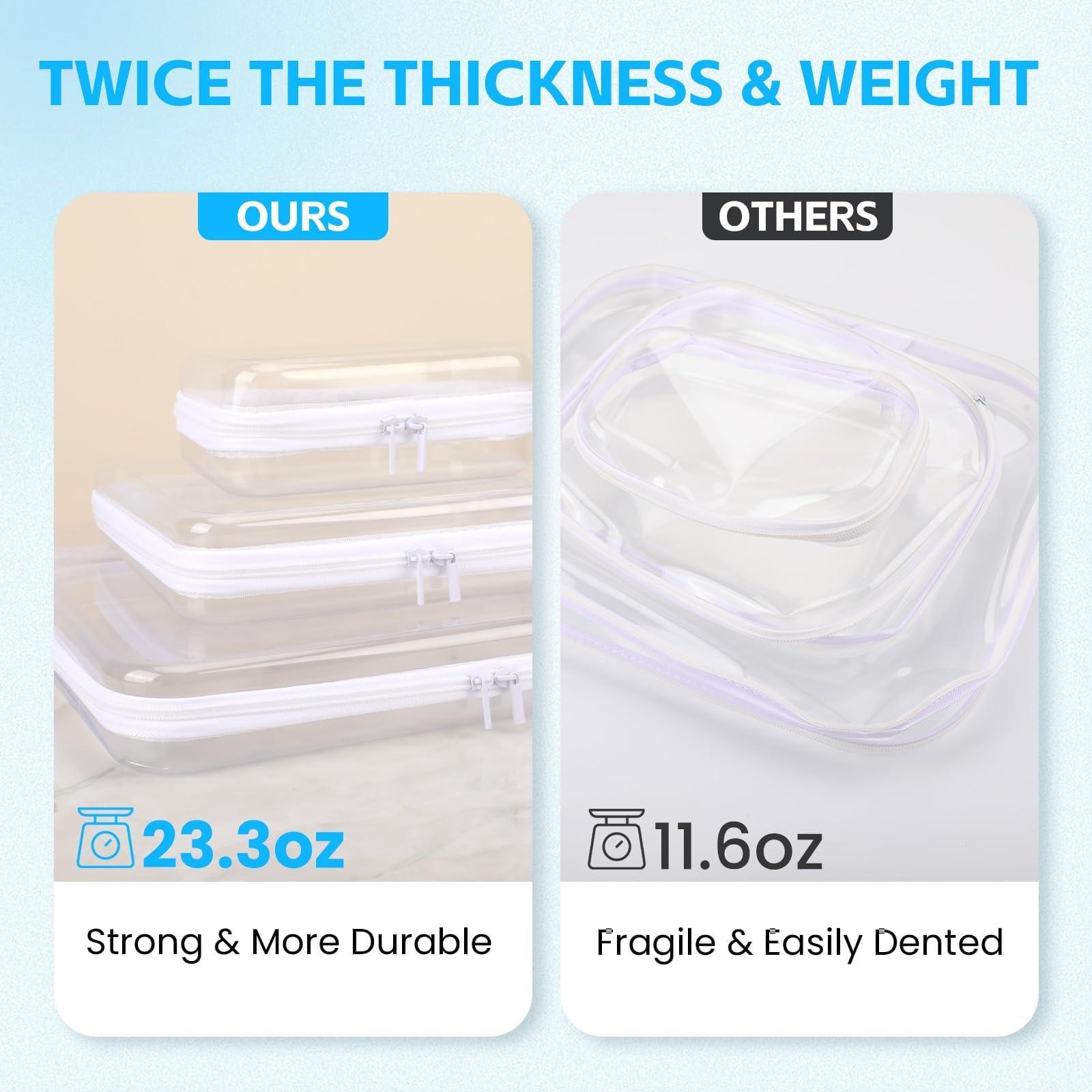 EAROND EAROND 3 Pack XL Zippered Hard Shell Pouch,Clear Plastic Zipper Case,Hard Sided Clear Zipper Case for Storage,Clear Zipper Storage Bags,Portable Waterproof Diaper Bag Cosmetic Bag(3 Pcs-XL+L+S)