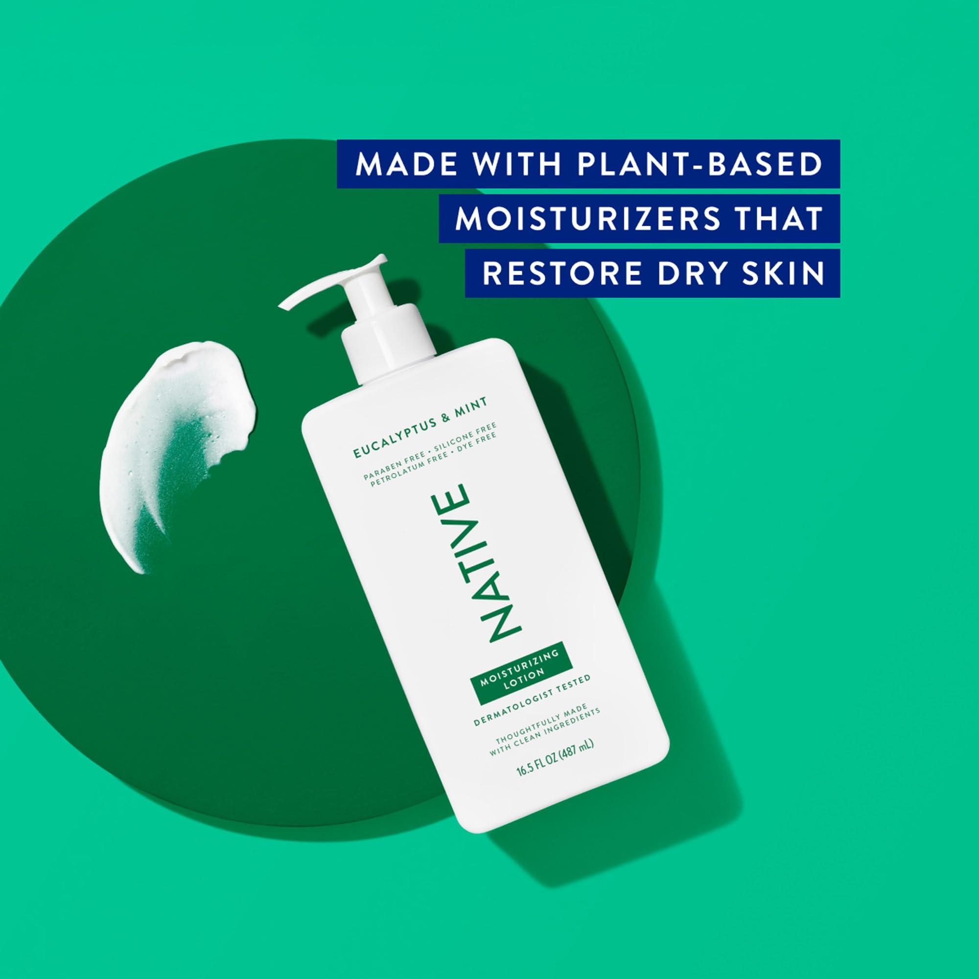Native Native Body Lotion Contains Naturally Derived Plant-Based Moisturizers for Women and Men | Restores Dry Skin, Eucalyptus & Mint, 16.5 fl oz
