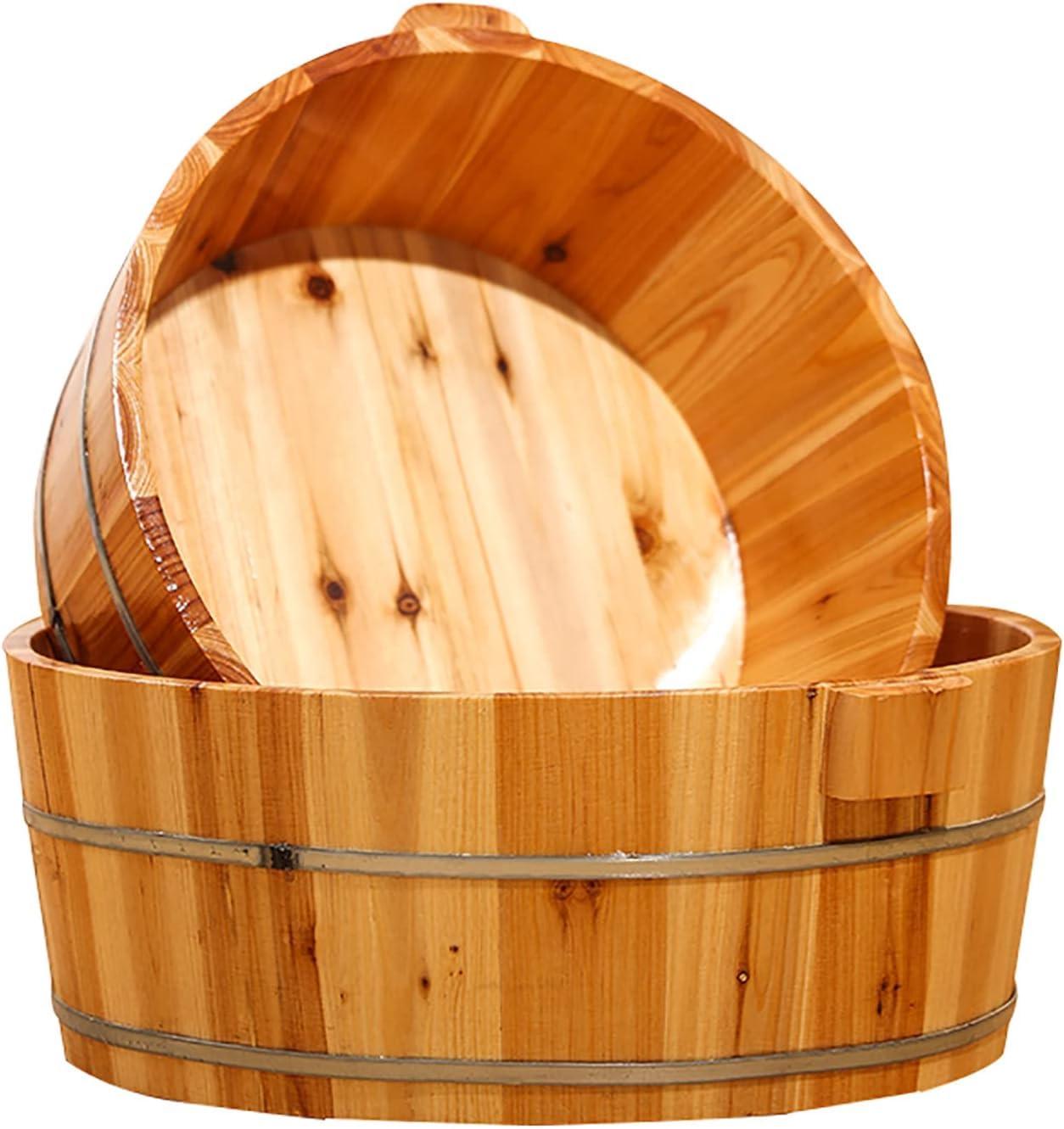 MegLob MegLob Solid Wood Foot Bath Bucket, Wooden Large Foot Soaking Tub, Feet Spa Soaking Basin, Classic Wooden Foot Bath Barrel, Alleviate Fatigue, Help Sleep, Pedicure Foot Soaking Bath Container,S