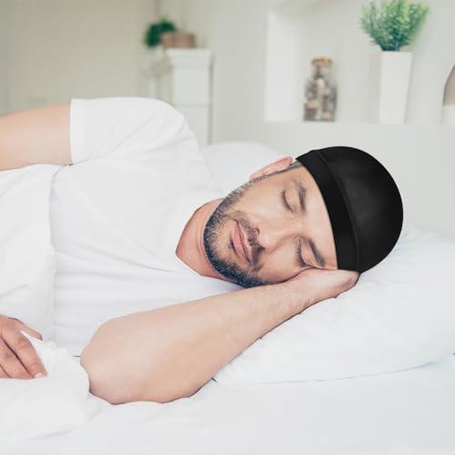WY LIGHTING LEVEL Silky Bonnet for Men, Wave Cap Satin Silk Hair Bonnet for Sleep, Durags Elastic Band Wave Caps for 360 540 720 Waves, Sleeping Shower Caps Silk Hair Wrap for Men Women (Black)