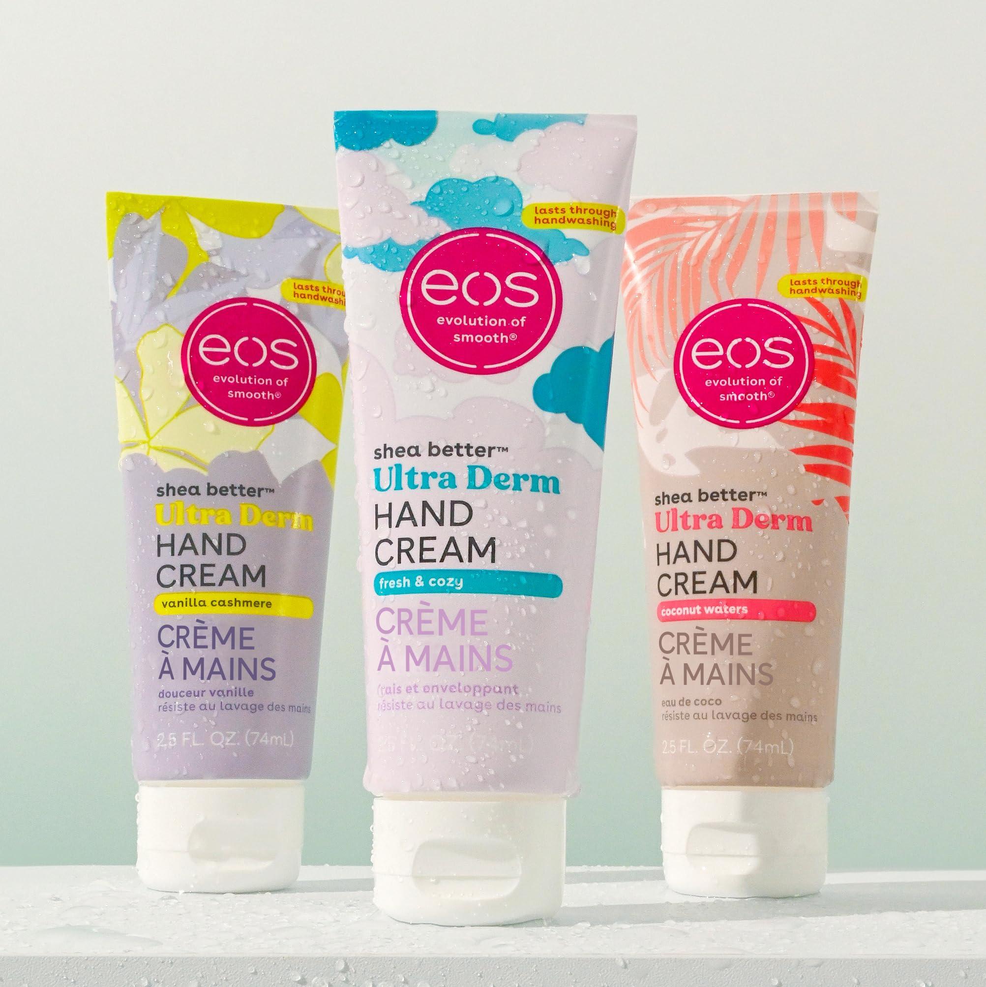 eos Bundle of eos Shea Better Hand Cream - Vanilla Cashmere + Fresh & Cozy + Coconut- Natural Shea Butter Hand Lotion and Skin Care, 24 Hour Hydration with Shea Butter & Oil, 2.5 oz, Packaging May Vary