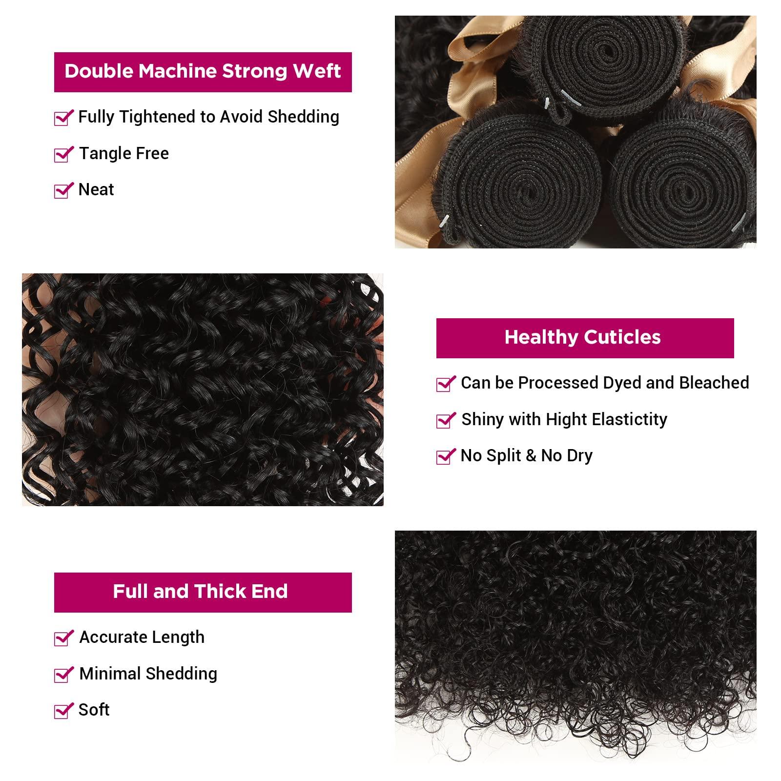 QUEEN VIRGIN REMY Curly Wave Bundles Human Hair Bundles 100% Unprocessed Brazilian Virgin Remy Hair 1 Bundles 20 inch Deep Curly Bundles Hair Extensions Natural Color