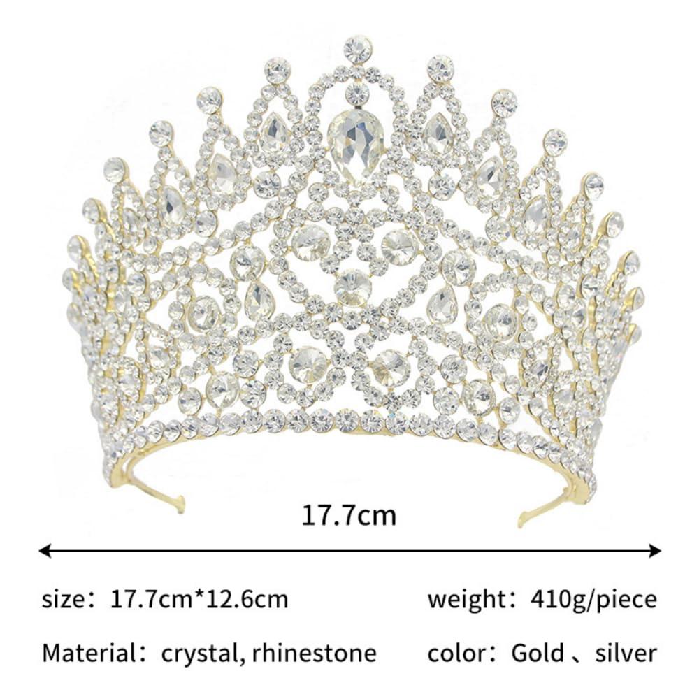 QXMYOO Extra Large Tiaras 4\" Tall Pageant Crowns for Women Clear Austrian Crystal Tiara Gold Homecoming Queen Crown Big Rhinestone Headpiece for Birthday Prom Quinceanera Wedding (B-Gold)