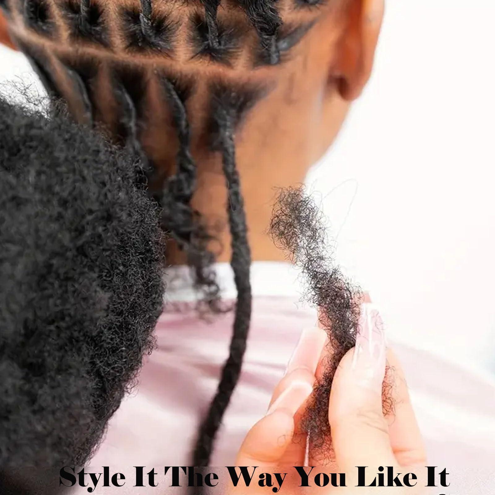 Vligcor Afro Kinkys Bulk Human Hair for Dreadlock Extensions 8 Inches 30 Gram Natural Black Loc Repair Afro Kinky Braiding Human Hair for Locs (8 Inch 2 Bundles/Package)