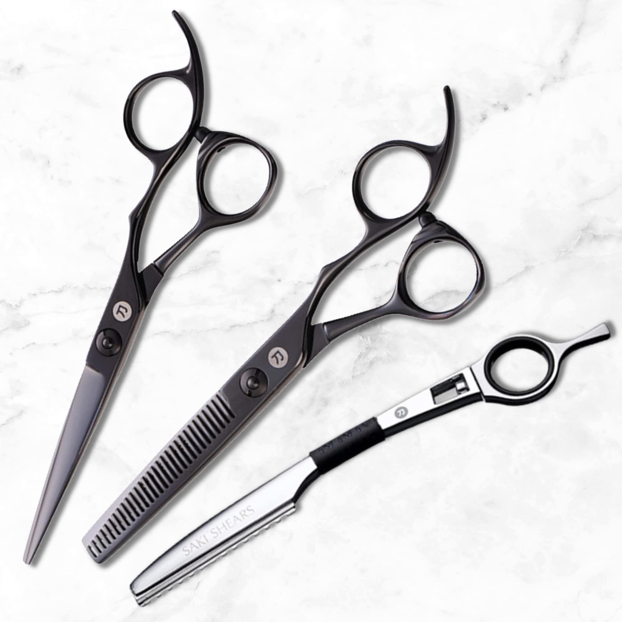Saki Shears Saki Shears Katana Set of Professional Japanese Hair Shears with Black Finish - 6 Inches - Includes Cutting and Thinning Shears