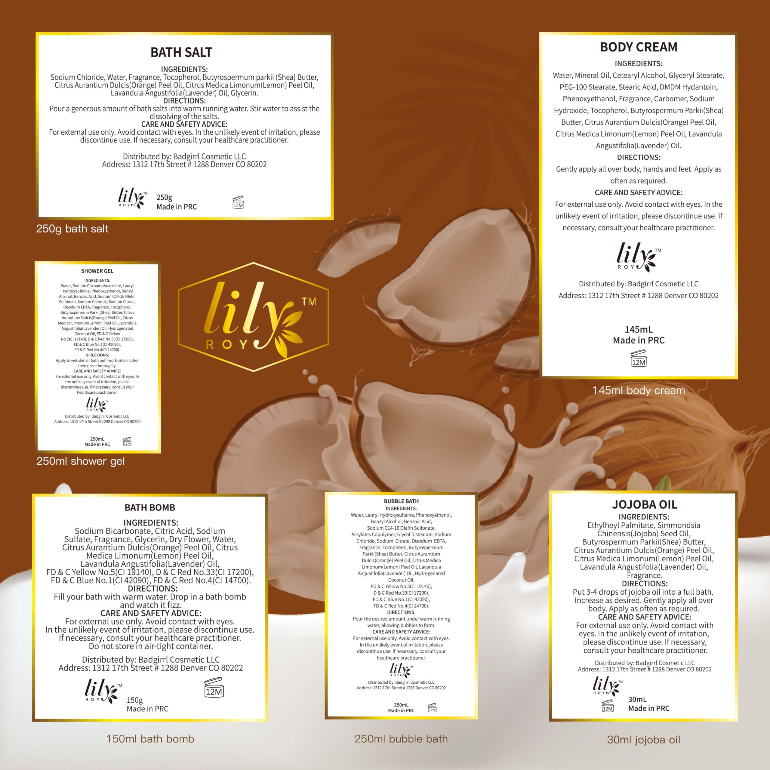 LILY ROY Spa Gift Tub Set Bath and Body Gift Sets for Women Valentines Day Gifts Coconut Vanilla Mom Birthday Gifts Christmas Gift Spa Bath Gifts for Men Spa Kit Perfume Self Skin Care for Fathers Mothers Day