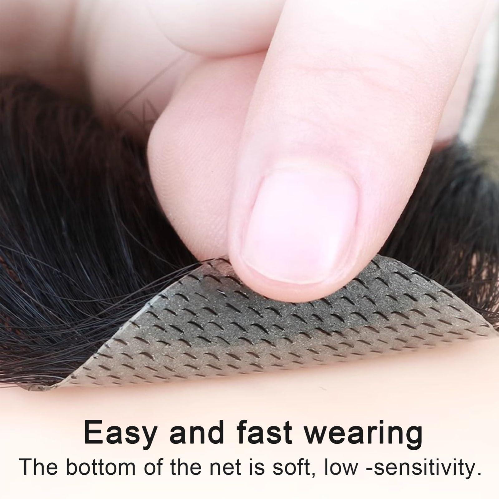 ZBYXPP ZBYXPP Bald Spot Hair Patch Toupee, Human Hair Natural Hair Replacement Unit For Men and women Hairline(Black,2cm)