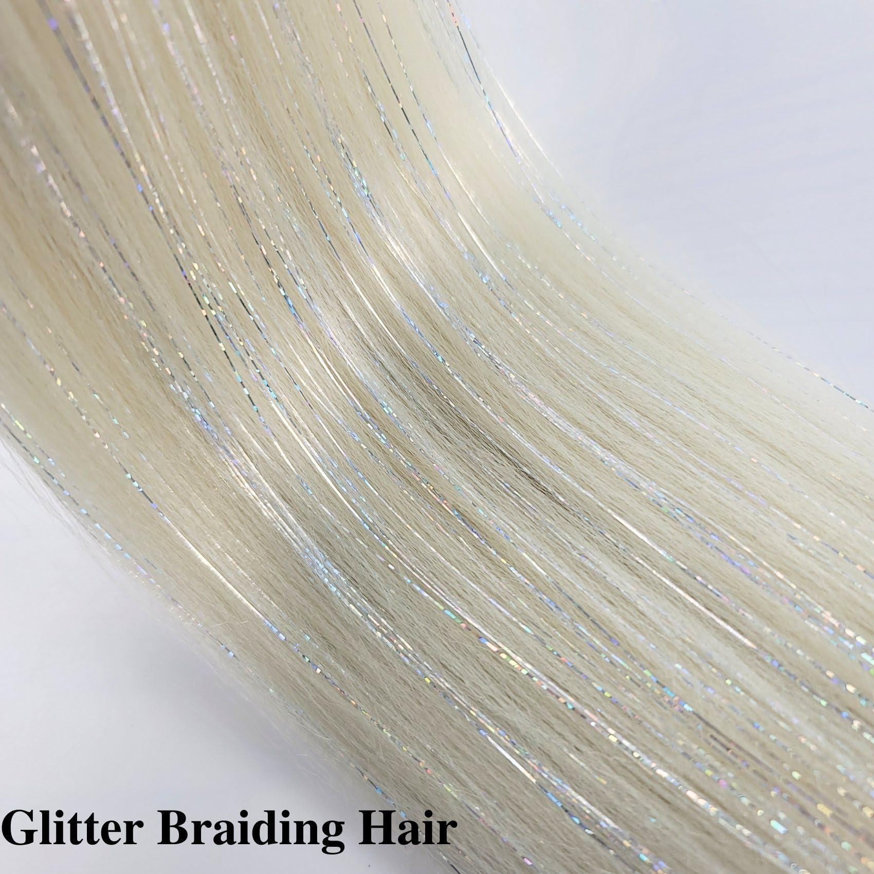 Gozill Gozill Braiding Hair Pre stretched Blonde Glitter Tinsel Prestretched Hypoallergenic Braiding Hair Ez Braid Knotless Itch Free