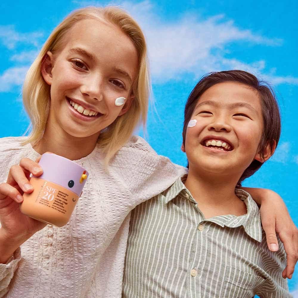 Evereden Kids Happy Morning DUO: Clean & Vegan Skin Care for Kids Bundle | Kids Skin Care Cloud Face Wash + SPF 20 Mineral Face Cream | Non-Toxic | Non-Comedogenic | Fun | Easy-to-Use Skincare for Kids