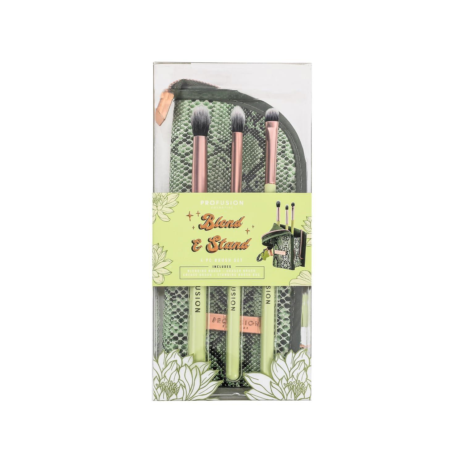 Profusion Cosmetics Profusion Cosmetics Desert Sage Blend and Stand 4pc Bag and Eye Brush Set for Artists and DIY, Expand Your Makeup Game With Adventure Inspired Eye Brushes for Stunning and Creative Eye Looks