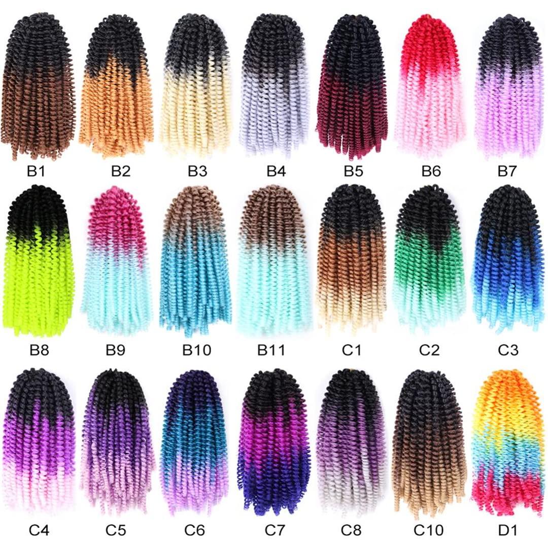 Sweejim Spring Hair 8 Inch Black Brown Ombre Braiding Hair Extensions 110G Synthetic Crochet Braids Hair B2 8inches 7Pcs/Lot