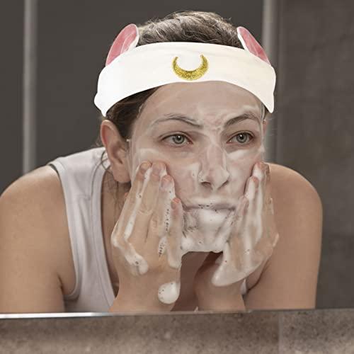 Beaupretty Beaupretty Cat Ear Headband Adorable Facial Headband Facial Cleaning Headband Clean Makeup Hair Ribbons for Girls Face Towel for Washing Face Hotel Flannel Water Ice Moon White Soft