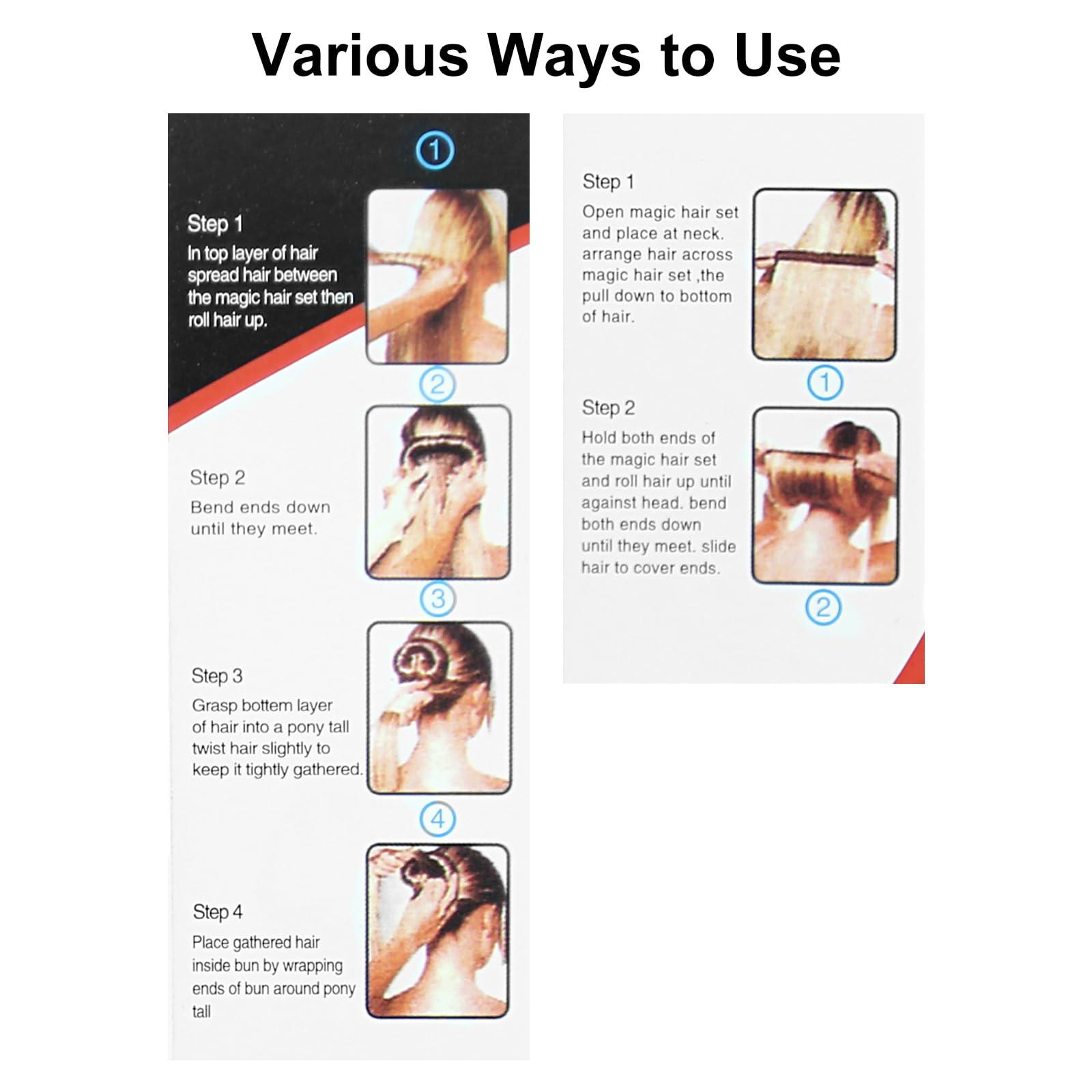 Boobeen Boobeen 4 Piece Hair Bun Maker for Women DIY Girls - French Twist Snap Roll Tool for Long Hairstyles