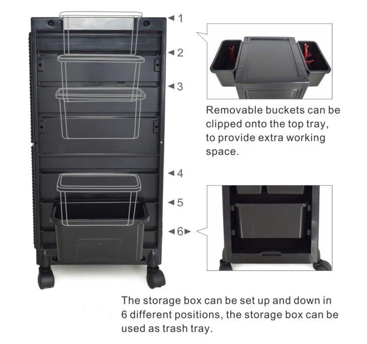 KIMORE KIMORE Lockable Salon Trolley Cart with 6 Trays & 3 Heat-Resistant Holders, Rolling SPA Storage Cart for Hair Stylists, Secure Beauty Tool Cart with 2 Keys - SPA Beauty Hairdressing Station