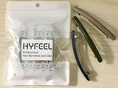 HYFEEL HYFEEL Skinny Hair Barrettes for Women Long Simple Acrylic French Hair Clips Elegant Classic Hairpins Steel Clip Clamp Girls Hair Accessories Navy Blue Dark Green Light Brown 3Pcs/set