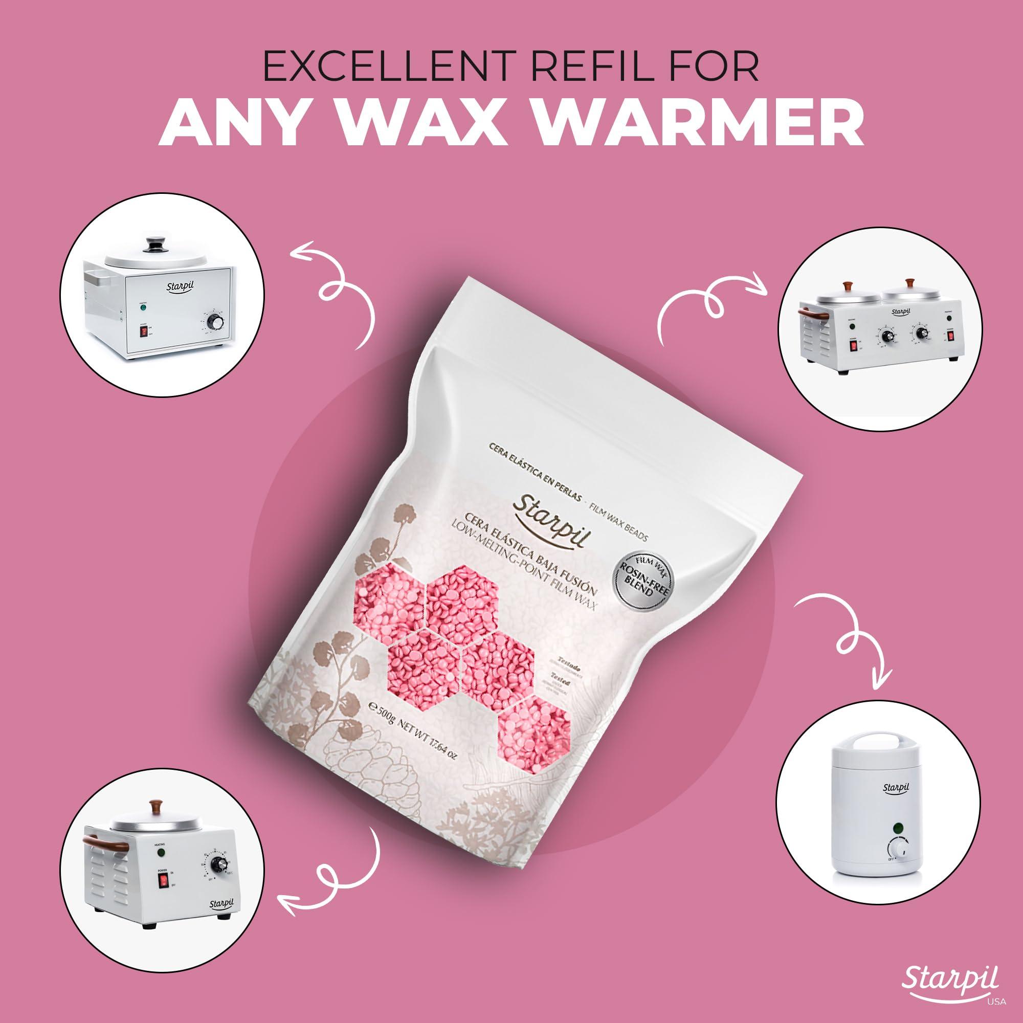 Starpil Starpil 500g/1.1 lb Rosin-Free Pink Hard Wax Beads - Painless Stripless Polymer Blend Bikini Wax for Face, Coarse Hair & Sensitive Skin