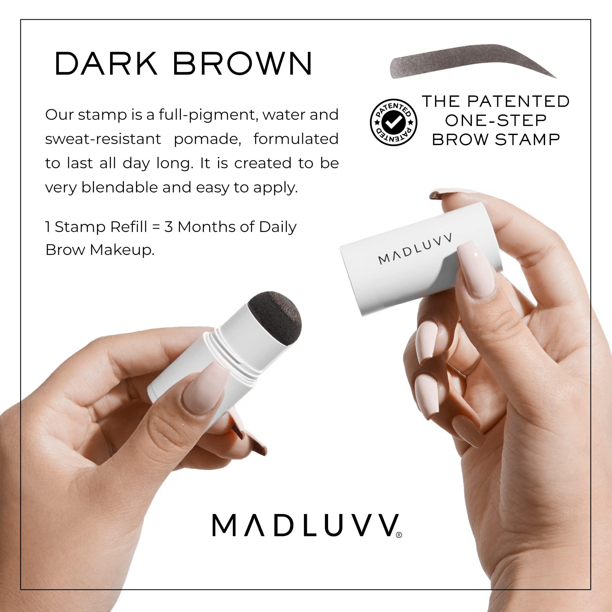 MADLUVV MADLUVV Brow Stamp Refill* - Color Stamp for Brows & Root Touch Up for Women & Men, Instantly Conceal Hair Loss, Grey Hair, Thinning Hair with Stain-Proof/Smudge-Proof Powder Formula (Dark Brown)