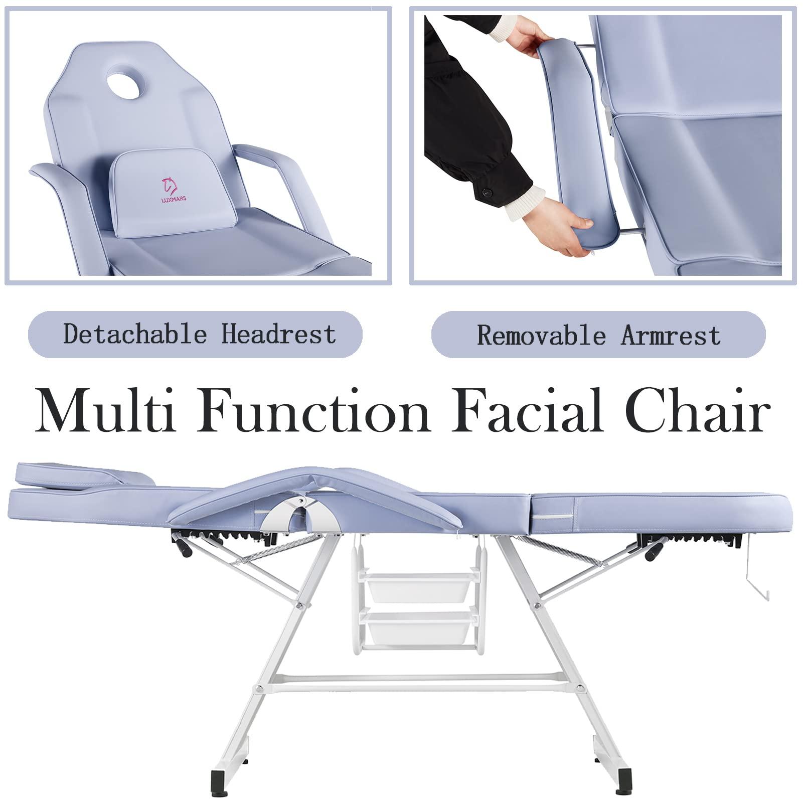 LUXMARS LUXMARS Facial Chair Massage Table 73in 3-Section Multipurpose Massage Bed Professional Tattoo Table Salon Spa Equipment for Facial Spa Beauty Spa Salon Equipment-Purple